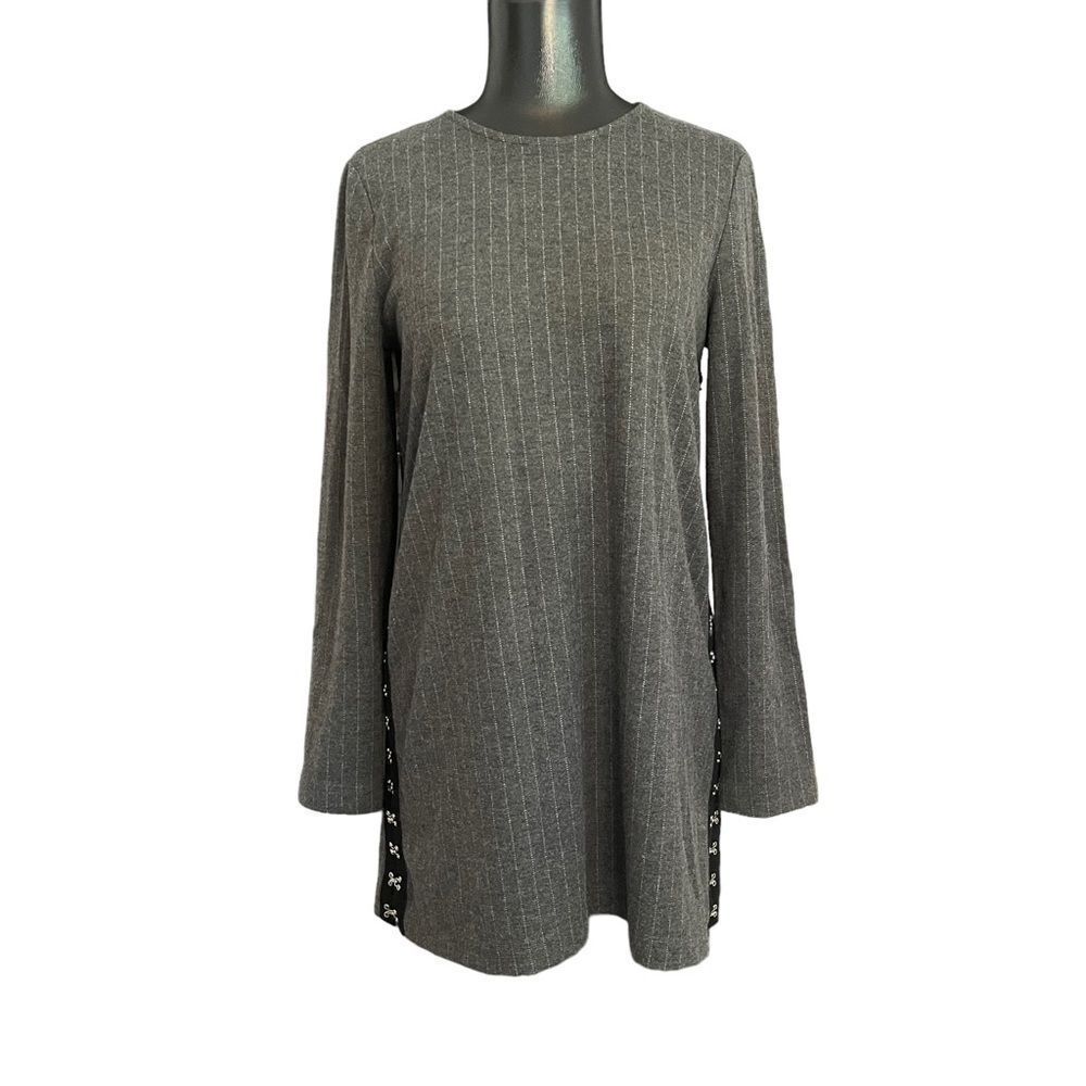 Womens Zara Long Length Gray Sweater Open Sides - Picture 1 of 11